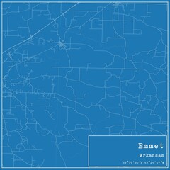 Blueprint US city map of Emmet, Arkansas.