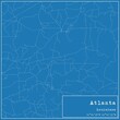 Blueprint US city map of Atlanta, Louisiana.