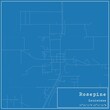 © Rezona - Blueprint US city map of Rosepine, Louisiana.