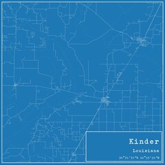  Blueprint US city map of Kinder, Louisiana.