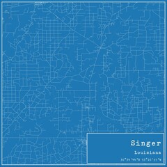  Blueprint US city map of Singer, Louisiana.