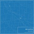 Blueprint US city map of Arcadia, Nebraska.