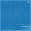 Blueprint US city map of Dannebrog, Nebraska.