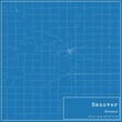 Blueprint US city map of Hanover, Kansas.