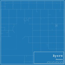Blueprint US City Map Of Byers, Kansas.