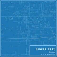  Blueprint US city map of Kansas City, Kansas.