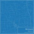 Blueprint US city map of Willard, Missouri.
