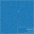 Blueprint US city map of Higbee, Missouri.