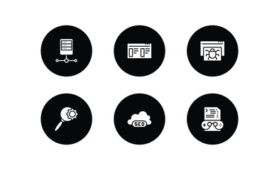 Wall Mural - programming filled icons set. programming filled icons pack included server, theme, bug report, sear