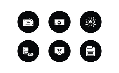 Wall Mural - seo filled icons set. seo filled icons pack included clean code, plugin, microchip, mysql, authorize