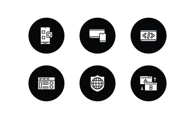 Wall Mural - seo filled icons set. seo filled icons pack included app, responsive, programming language, web page