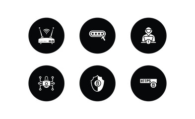 Wall Mural - internet security filled icons set. internet security filled icons pack included wireless router, pa