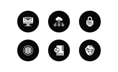 Wall Mural - internet security filled icons set. internet security filled icons pack included ethernet, network c