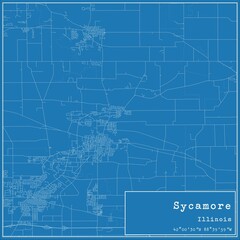  Blueprint US city map of Sycamore, Illinois.