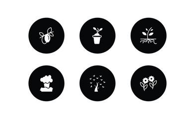 Wall Mural - ecology filled icons set. ecology filled icons pack included olives on a branch, eco plant, plant and root, geyser, tree of love, two flowers vector.