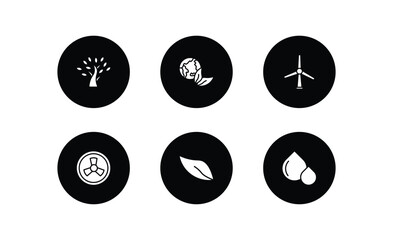 Wall Mural - ecology filled icons set. ecology filled icons pack included tree with many leaves, ecology, wind mill, nuclear energy, eco, oil drops vector.