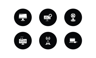 Wall Mural - computer filled icons set. computer filled icons pack included computers, develope, round webcam, in