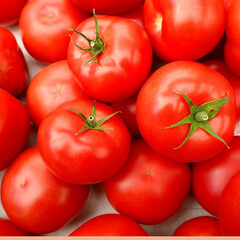 Wall Mural - lots of round red tomatoes . vegetables are antioxidants. supermarket market . summer fresh vegetables . vegetarianism . vegan