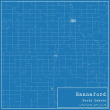 Blueprint US City Map Of Hannaford, North Dakota.