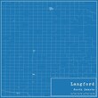 Blueprint US city map of Langford, South Dakota.