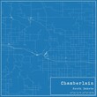 Blueprint US city map of Chamberlain, South Dakota.