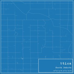  Blueprint US city map of Utica, South Dakota.