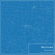 Blueprint US city map of Wautoma, Wisconsin.