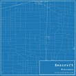 Blueprint US city map of Bancroft, Wisconsin.