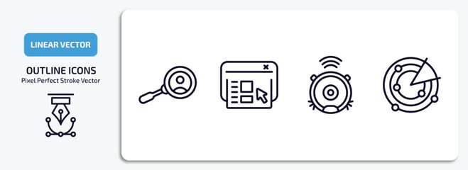 Wall Mural - technology outline icons set. technology thin line icons pack included user research, user interface