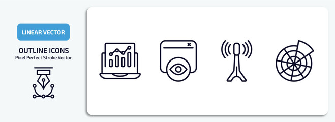 Wall Mural - technology outline icons set. technology thin line icons pack included analysis process, impressions