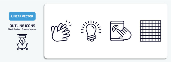 Wall Mural - success outline icons set. success thin line icons pack included clap, idea, user experience, chess 