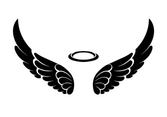 Sticker - vector silhouette angel wings logo 