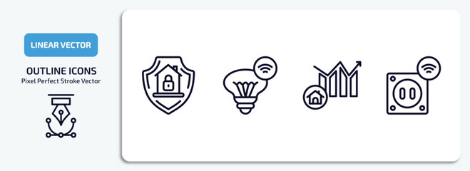 Wall Mural - smart home outline icons set. smart home thin line icons pack included surveillance, smart lamp, cha