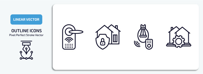 Wall Mural - smart home outline icons set. smart home thin line icons pack included locking, security system, lig