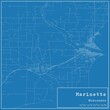 Blueprint US city map of Marinette, Wisconsin.
