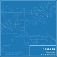  Blueprint US city map of Madison, Wisconsin.