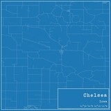 Blueprint US city map of Chelsea, Iowa.