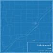 Blueprint US city map of Underwood, Iowa.