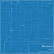 Blueprint US city map of Weldon, Iowa.