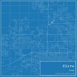 Blueprint US city map of Clive, Iowa.