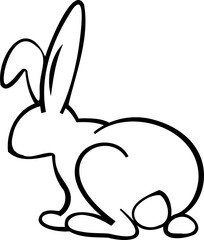 Canvas Print - Line art bunny illustration. Cute rabbit with black thin line. PNG with transparent background.
