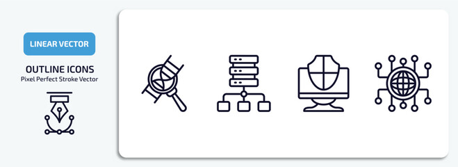 Wall Mural - internet security outline icons set. internet security thin line icons pack included medical researc