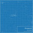 Blueprint US city map of Fremont, Michigan.