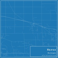  Blueprint US city map of Marne, Michigan.