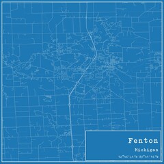  Blueprint US city map of Fenton, Michigan.