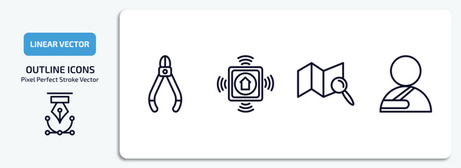 Wall Mural - general outline icons set. general thin line icons pack included nippers, smart home hub, map search