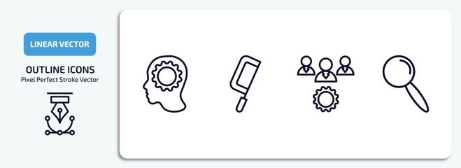 Wall Mural - general outline icons set. general thin line icons pack included realization, fretsaw, project team,