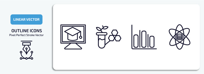 Wall Mural - general outline icons set. general thin line icons pack included distance learning, bio technology, 