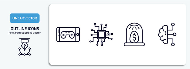Wall Mural - general outline icons set. general thin line icons pack included ar game, information technology, bu