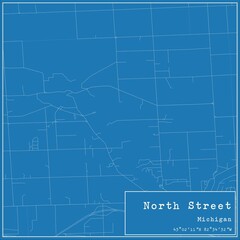 Blueprint US city map of North Street, Michigan.